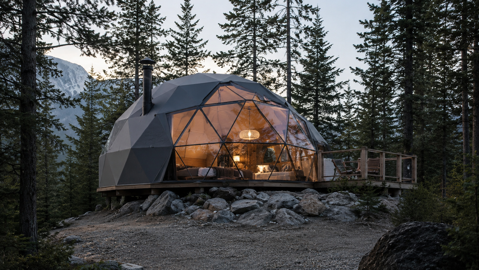 Premium geodesic dome with panoramic views