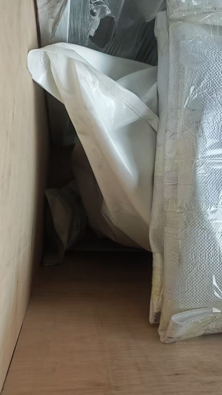 Inside the shipping crate